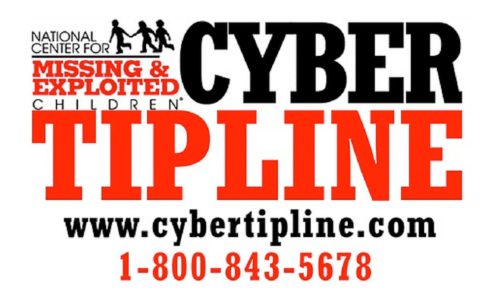 national center for missing and exploited children cyber tipline. www.cybertipline.com. 1-800-843-5678.