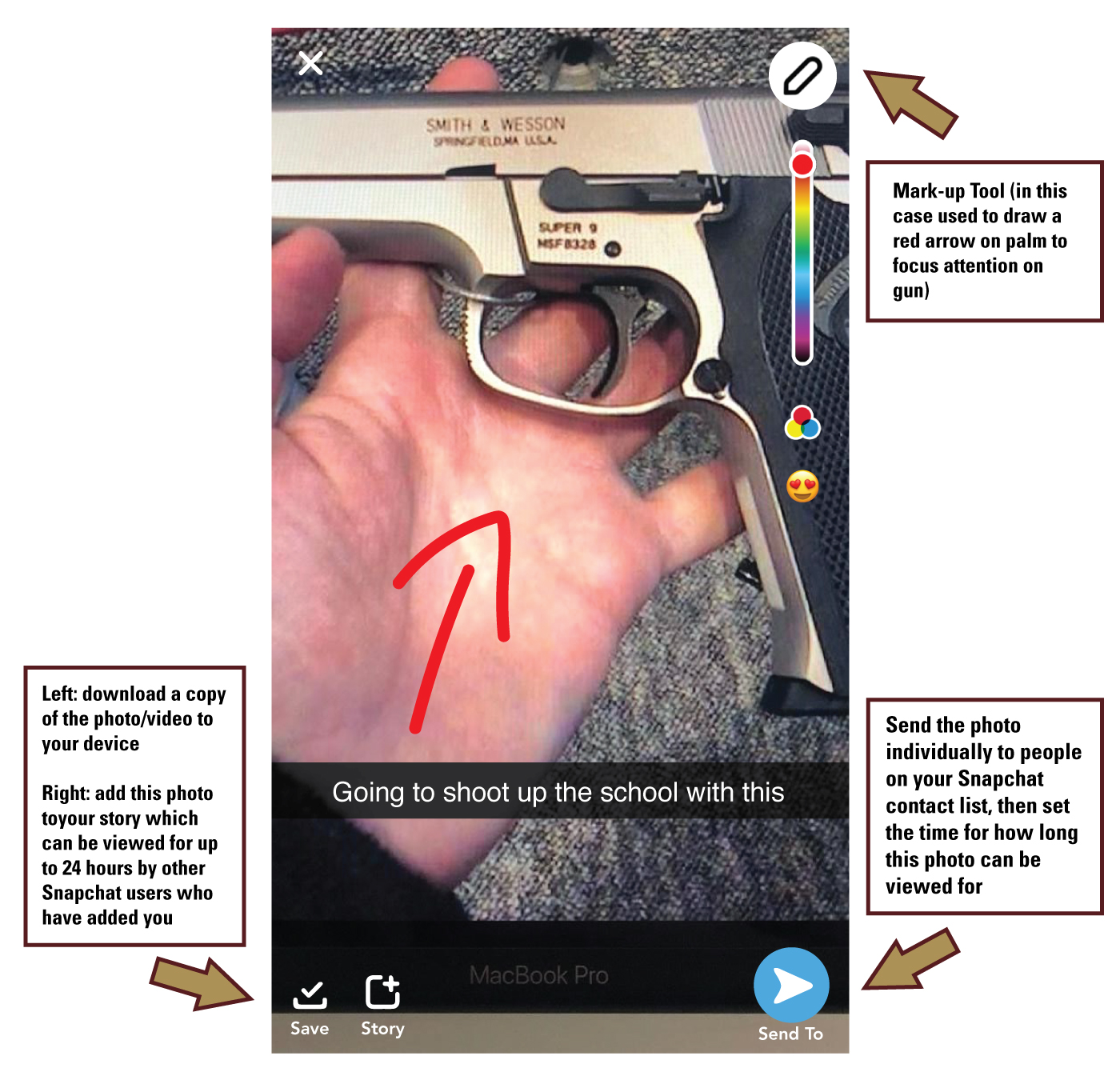 photo of gun on Snapchat