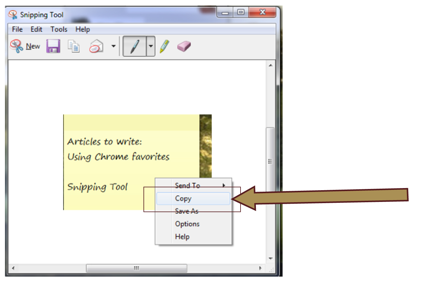 Copy and paste snipping tool