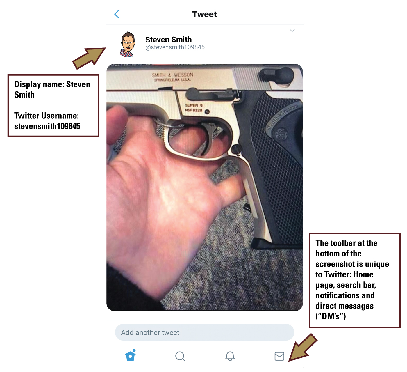 photo of gun on Twitter